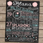 Vintage Shabby Chic First Birthday Chalkboard Poster Printable Etsy