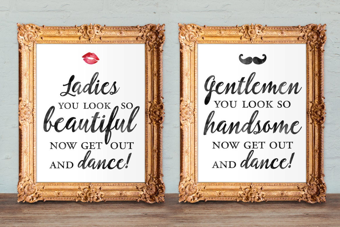 Wedding Bathroom Signs Womens And Mens Restroom His And