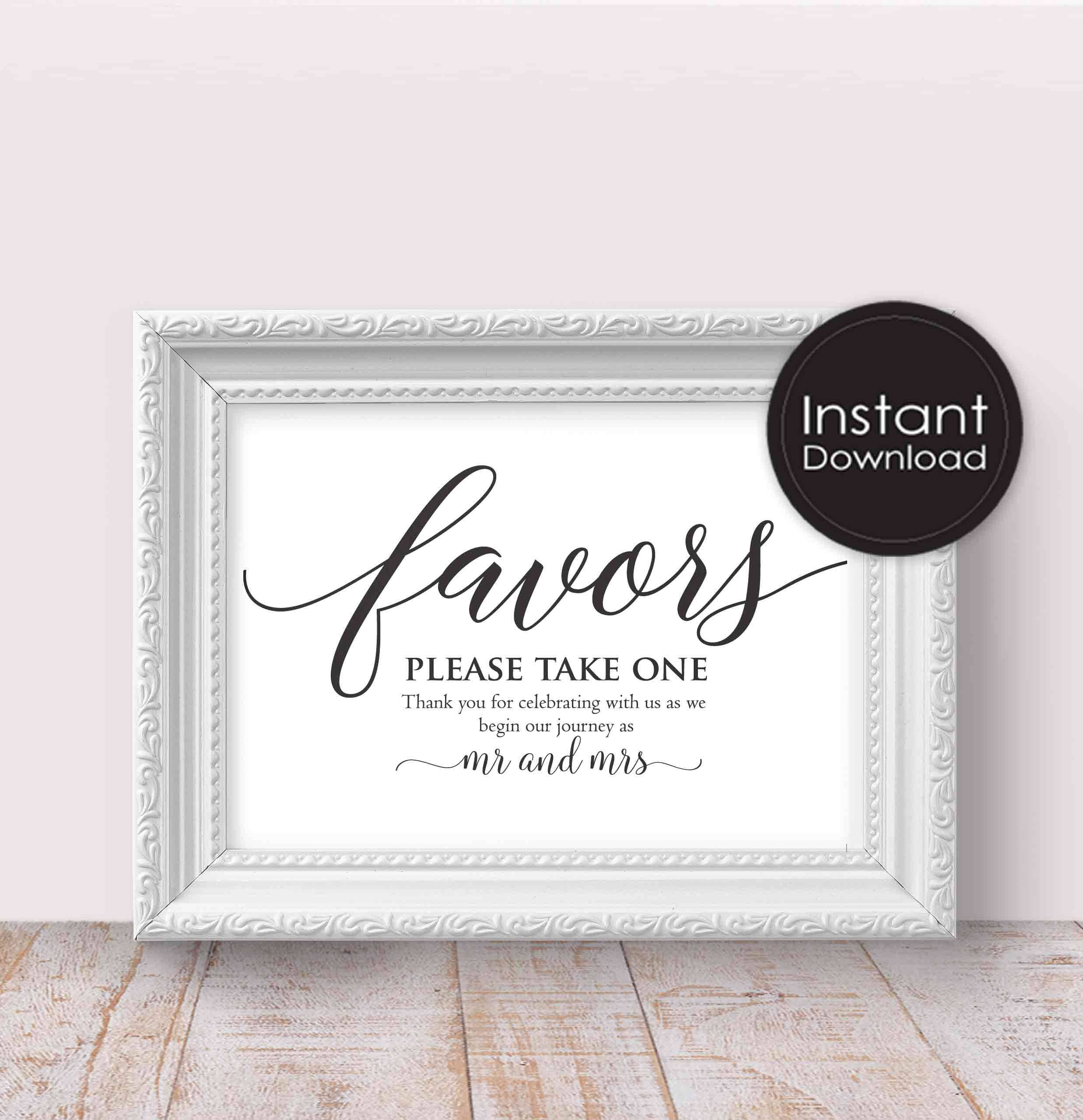 Wedding Favors Sign Printable Wedding Decor Wedding Signs Etsy 