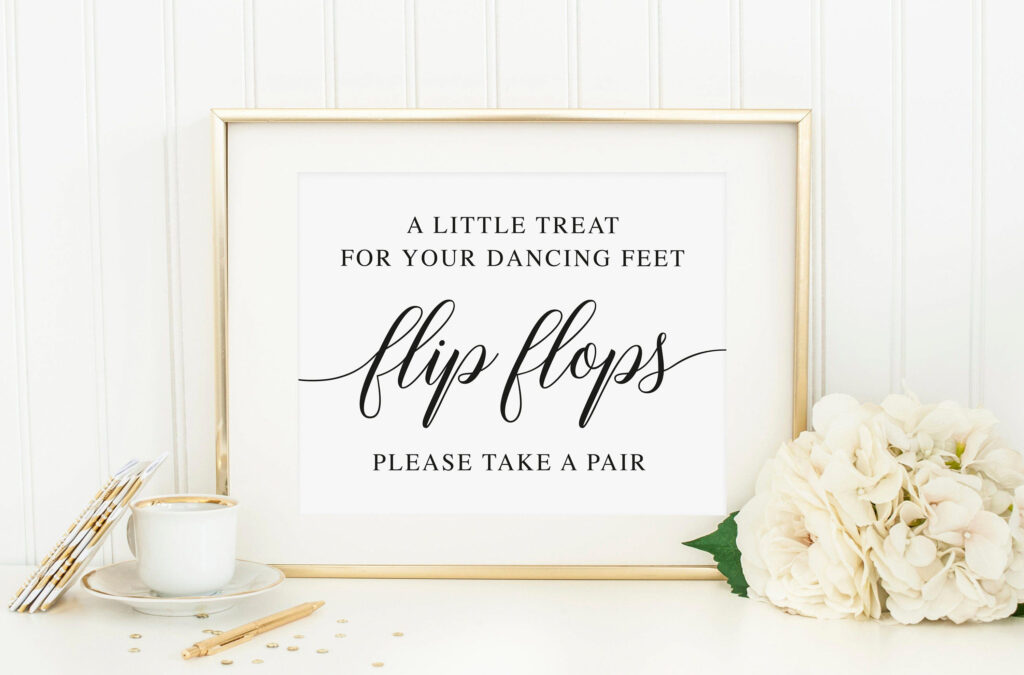 Wedding Flip Flops Sign Printable Wedding Sign Dancing Etsy Flip 