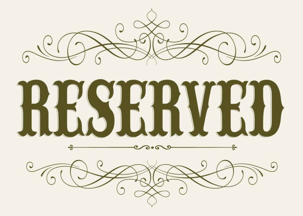 Wedding Seating RESERVED Sign 5 X 7