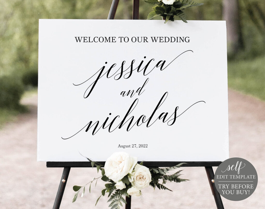 Wedding Welcome Sign Template Calligraphy FREE Demo Available 