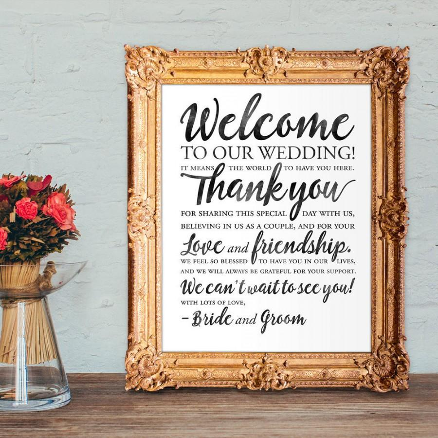 Wedding Welcome Sign Wedding Thank You Sign PRINTABLE 8x10 16x20 