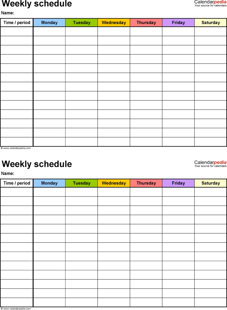 7 Day Weekly Planner Template Printable