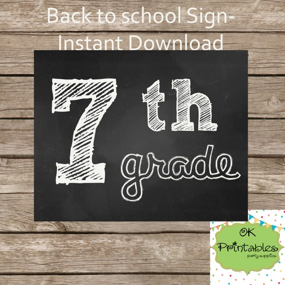 7th Grade Chalkboard Sign Teacher Class Sign By OKPRINTABLESSHOP