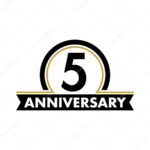 Anniversary Vector Unusual Label Fifth Anniversary Symbol 5 Years