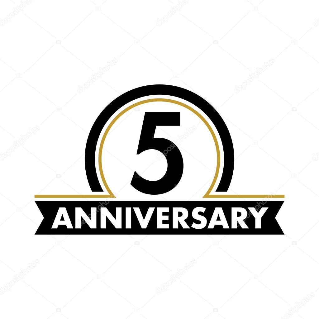 Anniversary Vector Unusual Label Fifth Anniversary Symbol 5 Years 