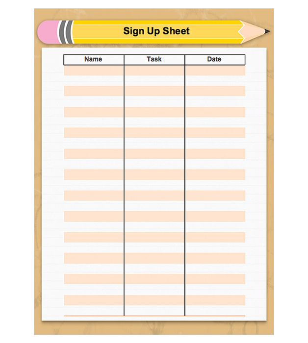 Back to School Sign Up Sheet Sign Up Sheets School Signs Sign In 