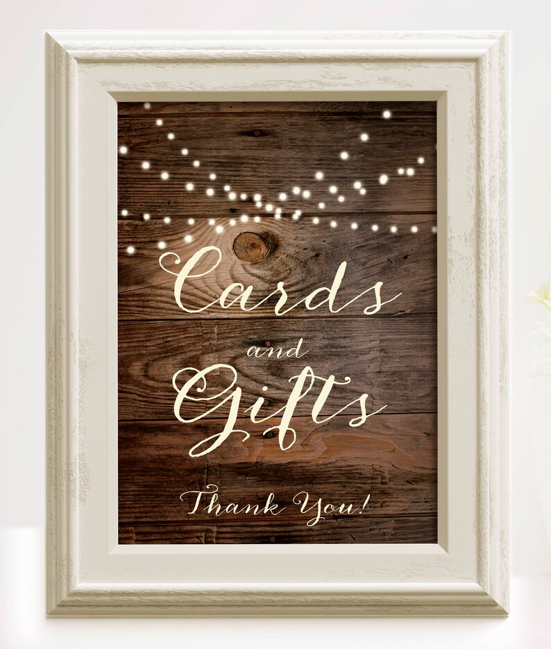 Cards And Gifts Printable Wedding Sign With Rustic Wood Etsy