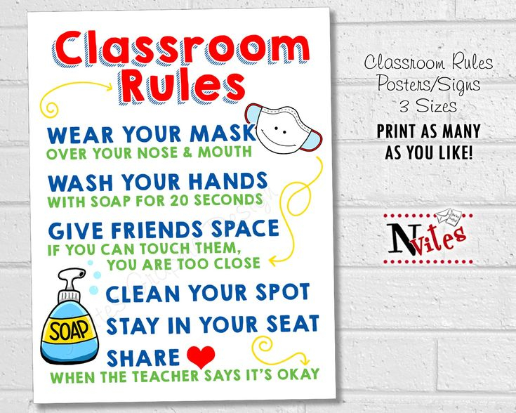 Classroom Rules Posters Printable School Safety Signs Etsy In 2021 