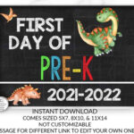 Dinosaur First Day Of Pre K Sign Instant Download Dinosaur Printable