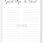 DIY Guest Sign in Sheet Printable For A Wedding Bridal Etsy