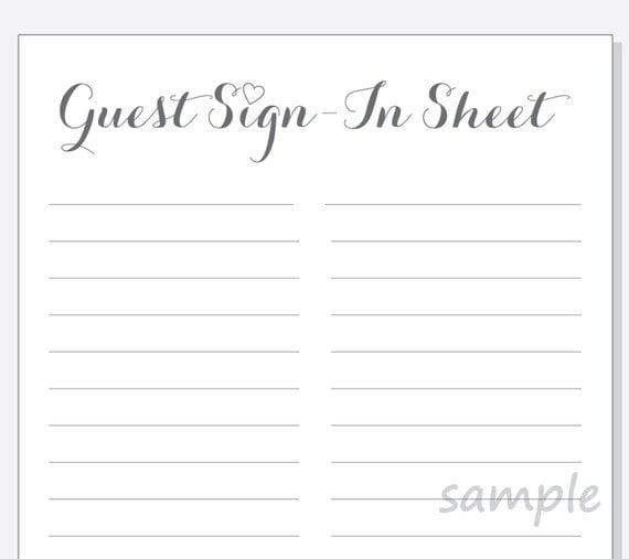 DIY Guest Sign In Sheet Printable For A Wedding Bridal