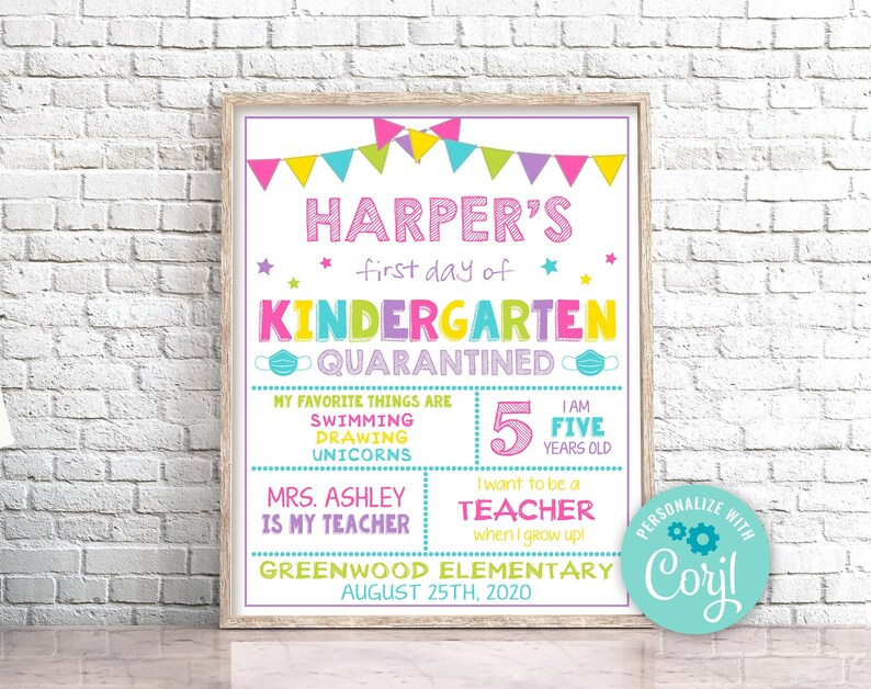 Editable First Day Of Kindergarten Sign First Day Of School Etsy 