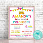 Editable First Day Of Preschool Sign Personalized First Day Of Etsy