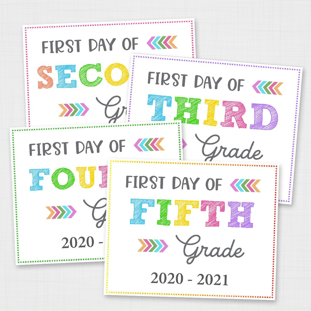 Editable First Day Of School Signs Printable Colorful