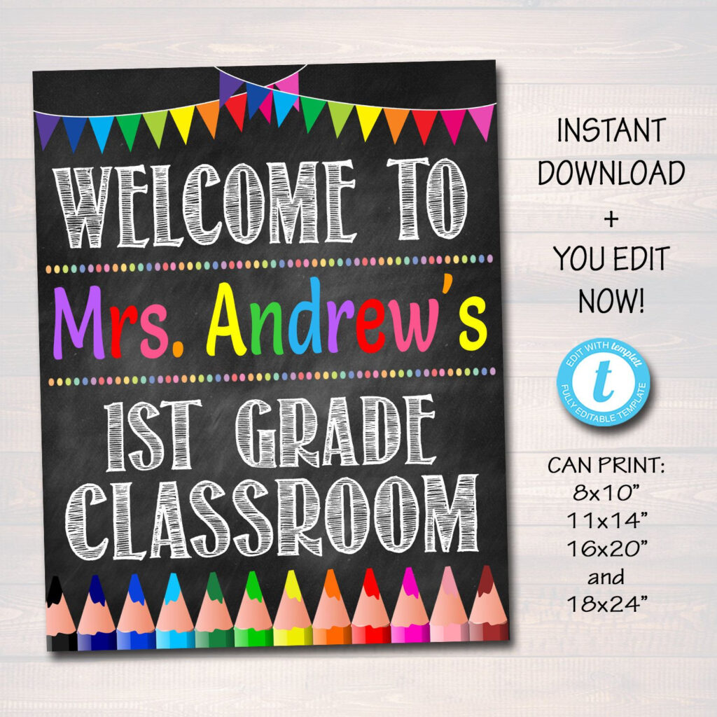 EDITABLE Teacher Classroom Door Sign Classroom Decor Teacher 