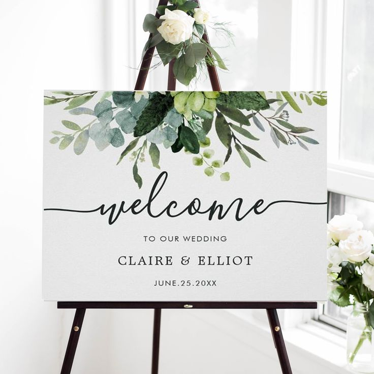 Eucalyptus Green Foliage Wedding Welcome Sign Zazzle 