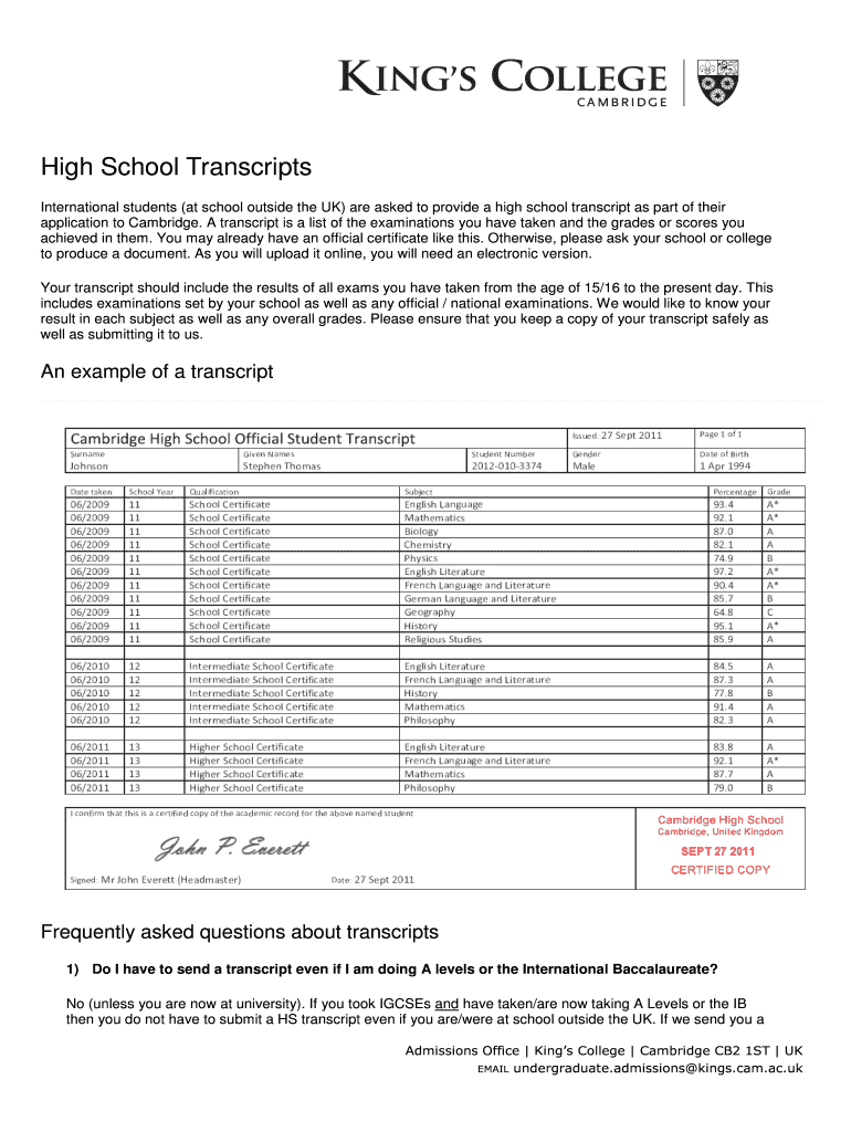Fillable High School Transcripts Fill Online Printable Fillable 