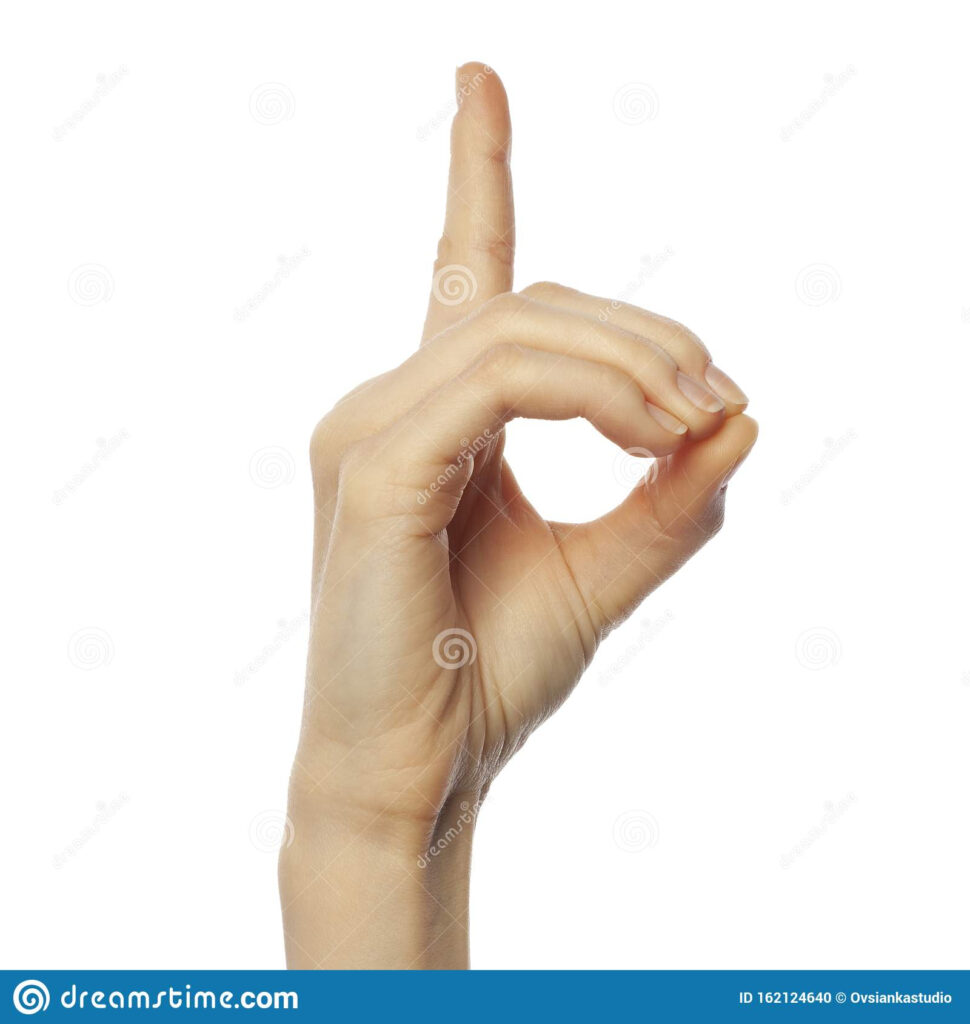 Finger Spelling Letter D In American Sign Language On White Background ASL Concept Stock Photo 