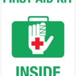 First Aid Kit Inside white Background Wall Sign PHS Safety