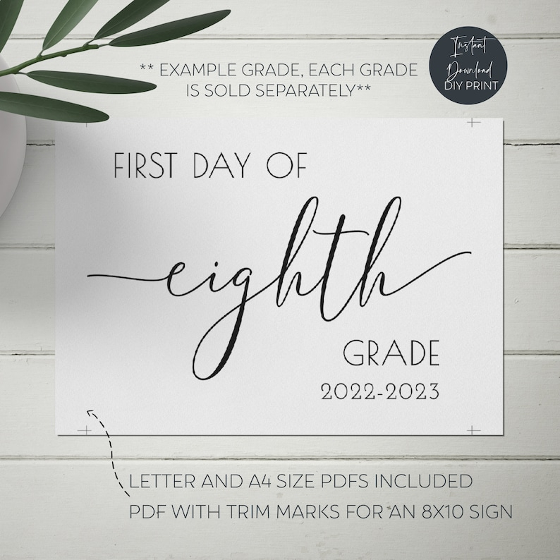 First Day Of First Grade Sign 2022 2023 Printable 1st Grade Etsy Denmark