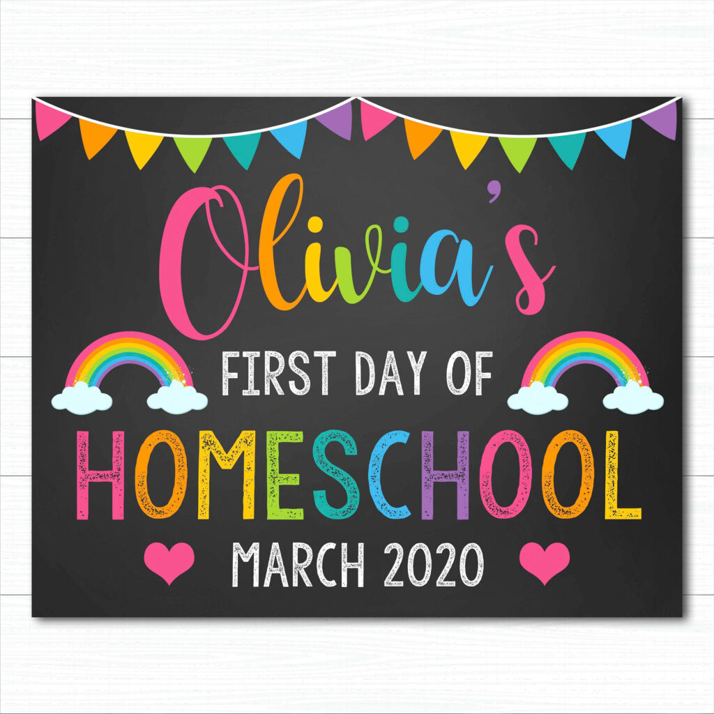 First Day Of Homeschool Sign Girl First Day Of Homeschool Sign 