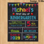 First Day Of Kindergarten Sign First Day Of School Chalkboard