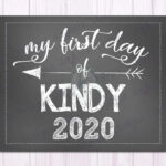 First Day Of KINDY 2021 White Chalkboard Sign Print Etsy Sign