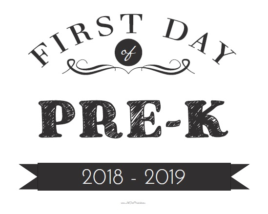 First Day Of Pre K Sign Free Printable