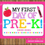 First Day Of Pre k Sign Printable First Day School Sign Etsy