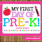 First Day Of Pre K Sign Printable First Day School Sign Etsy