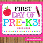 First Day Of Pre k3 Sign Printable First Day School Sign Etsy