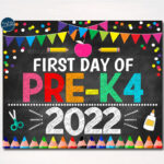 First Day Of PRE K4 2022 Printable Back To School Chalkboard Etsy UK