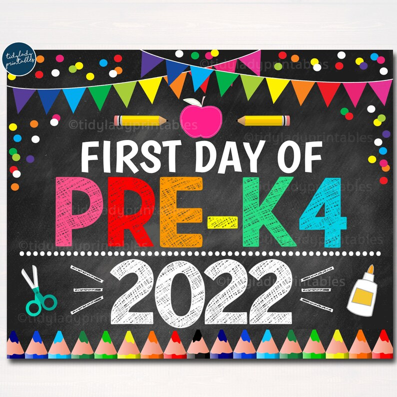 First Day Of PRE K4 2022 Printable Back To School Chalkboard Etsy UK