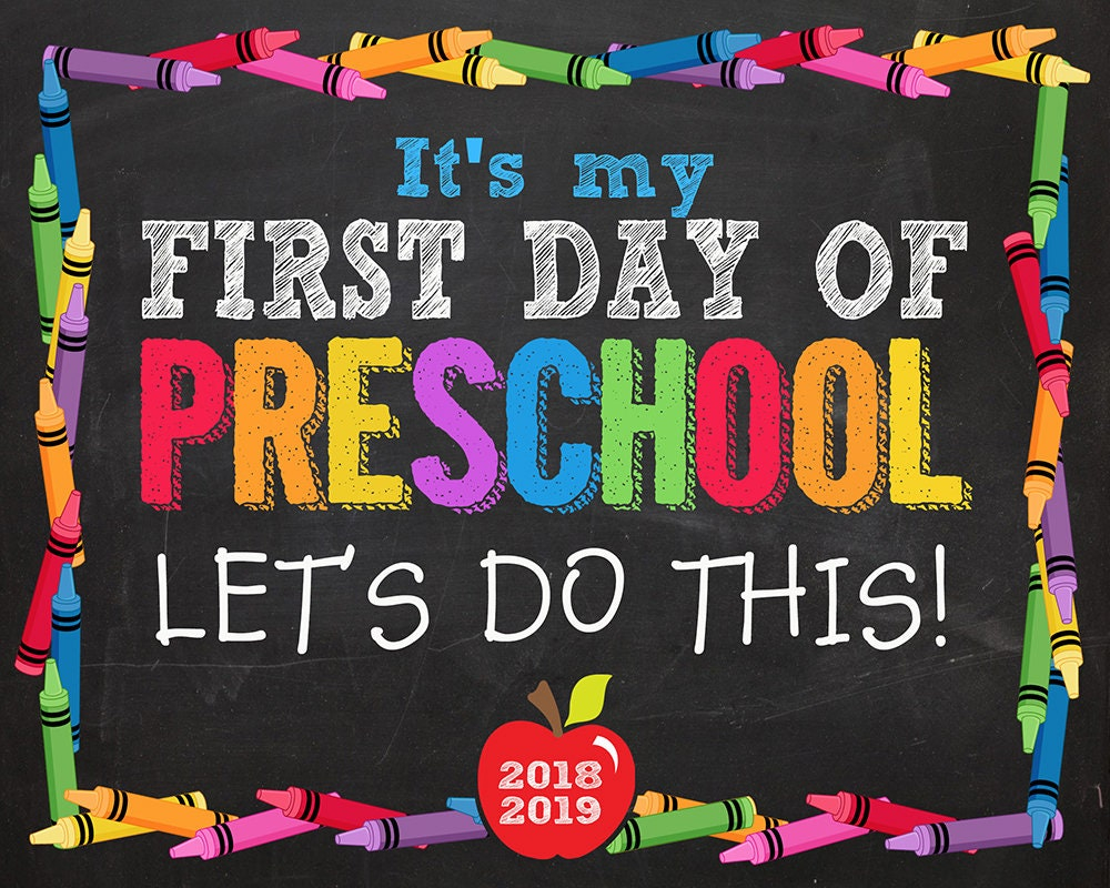 First Day Of Preschool Sign First Day Of Preschool First Day Etsy