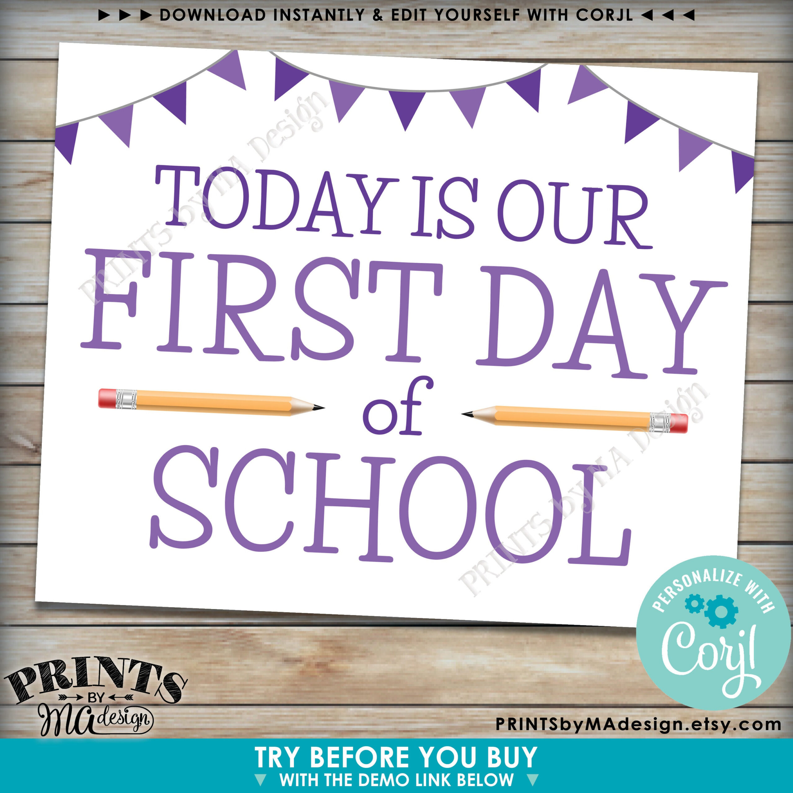 First Day Of School Sign Editable 1st Day Of School Sign Custom 