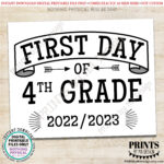 First Day Of School Sign Fourth Grader Starting 4th Grade 2022 2023