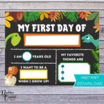 First Day Of School Sign Printable Dinosaur Instant Download Etsy
