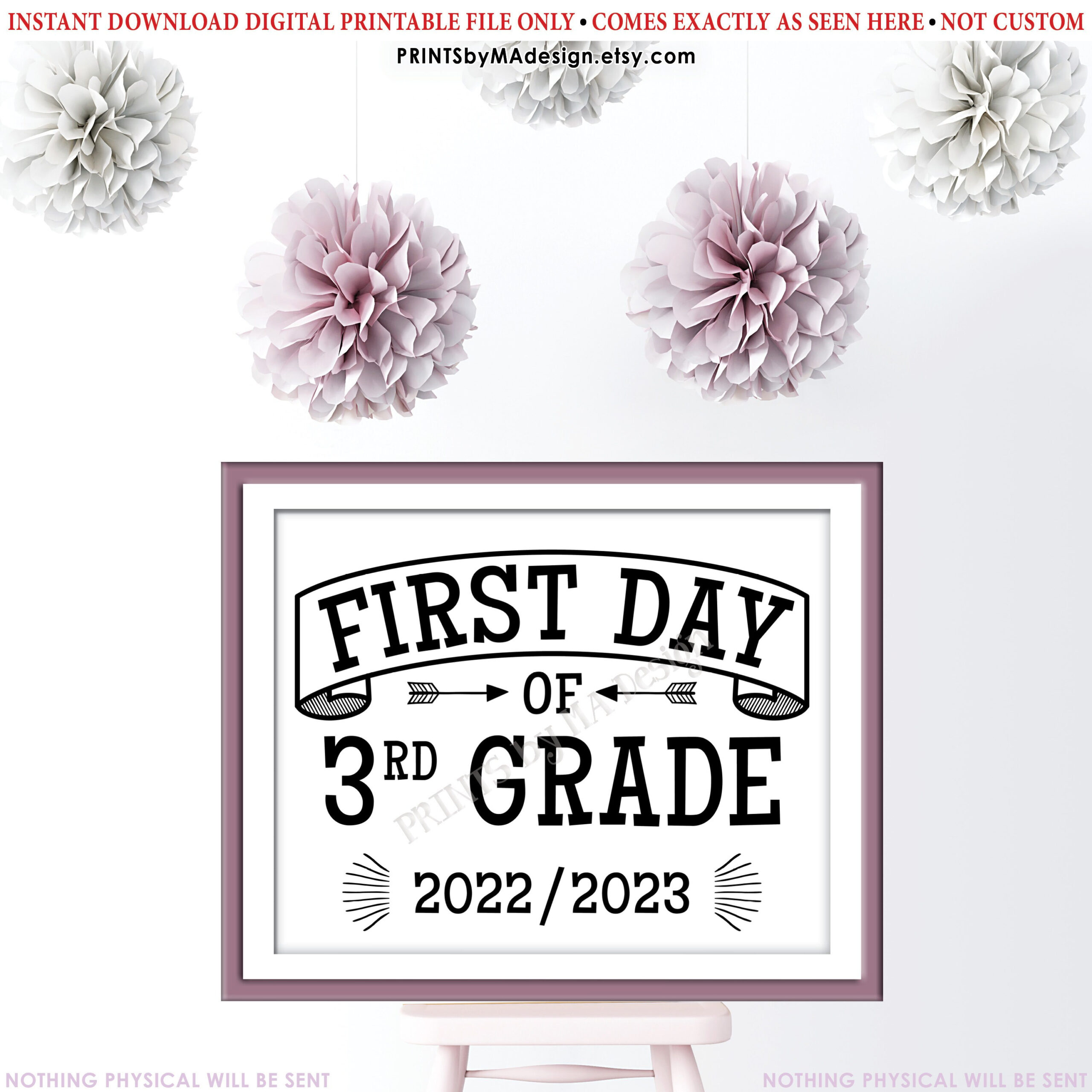 First Day Of School Sign Third Grader Starting 3rd Grade 2022 2023 