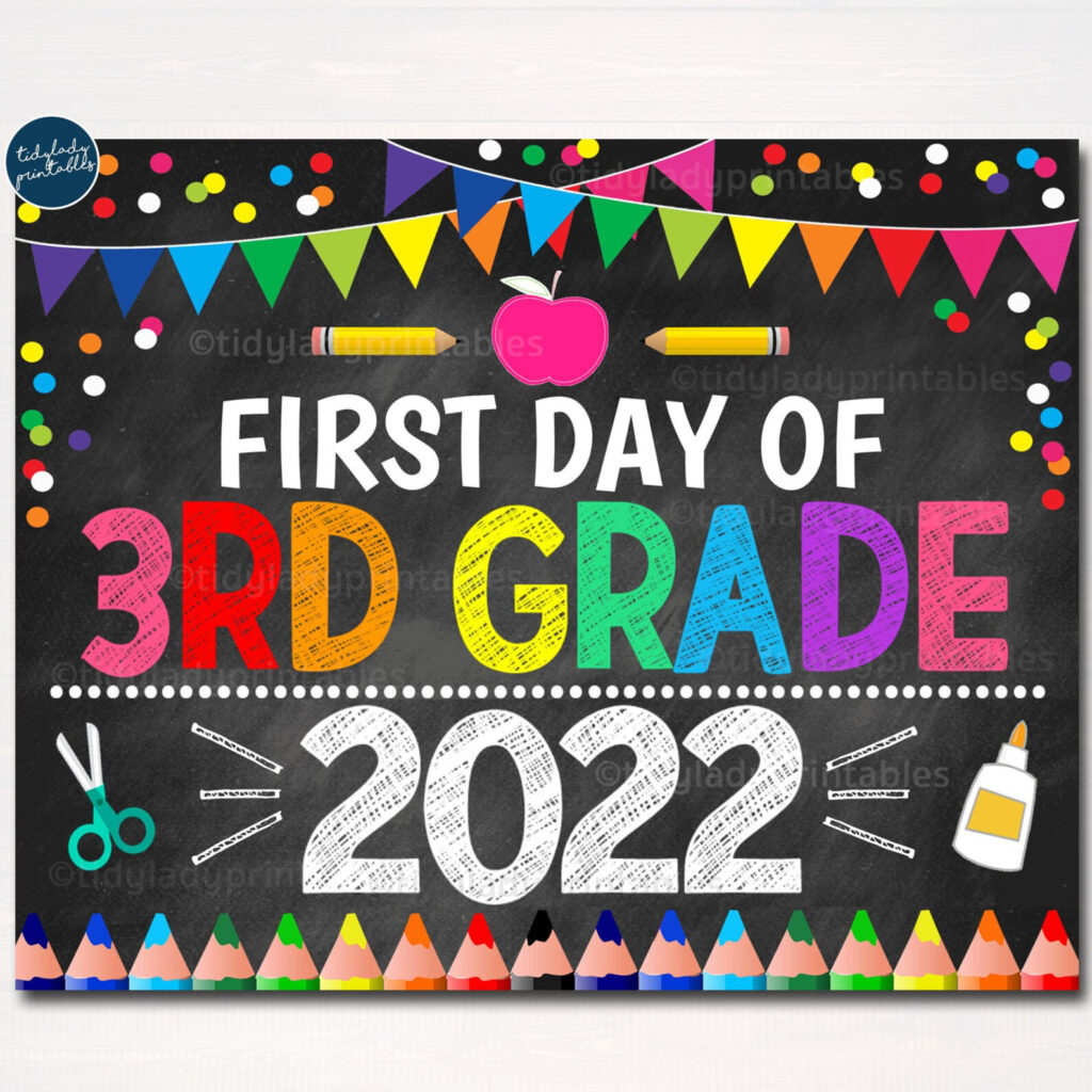 First Day Of Third Grade 2022 Printable Back To School Etsy Finland
