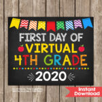 First Day Of Virtual 4th Grade Sign First Day Of Virtual Fourth Grade