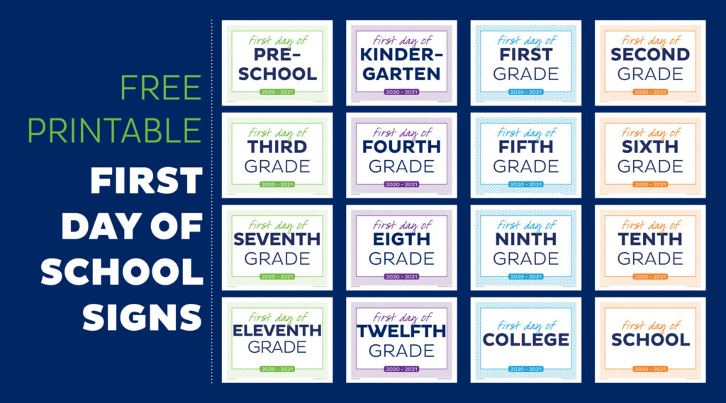 Free Printable 2020 2021 First Day Of School Signs