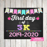 Girl First Day Of 3K Chalkboard Sign First Day Of 3K INSTANT DOWNLOAD