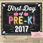 Girl First Day Of Pre K Sign Girl 1st Day Of School Printable Etsy