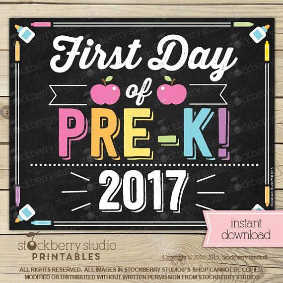 Girl First Day Of Pre K Sign Girl 1st Day Of School Printable Etsy 