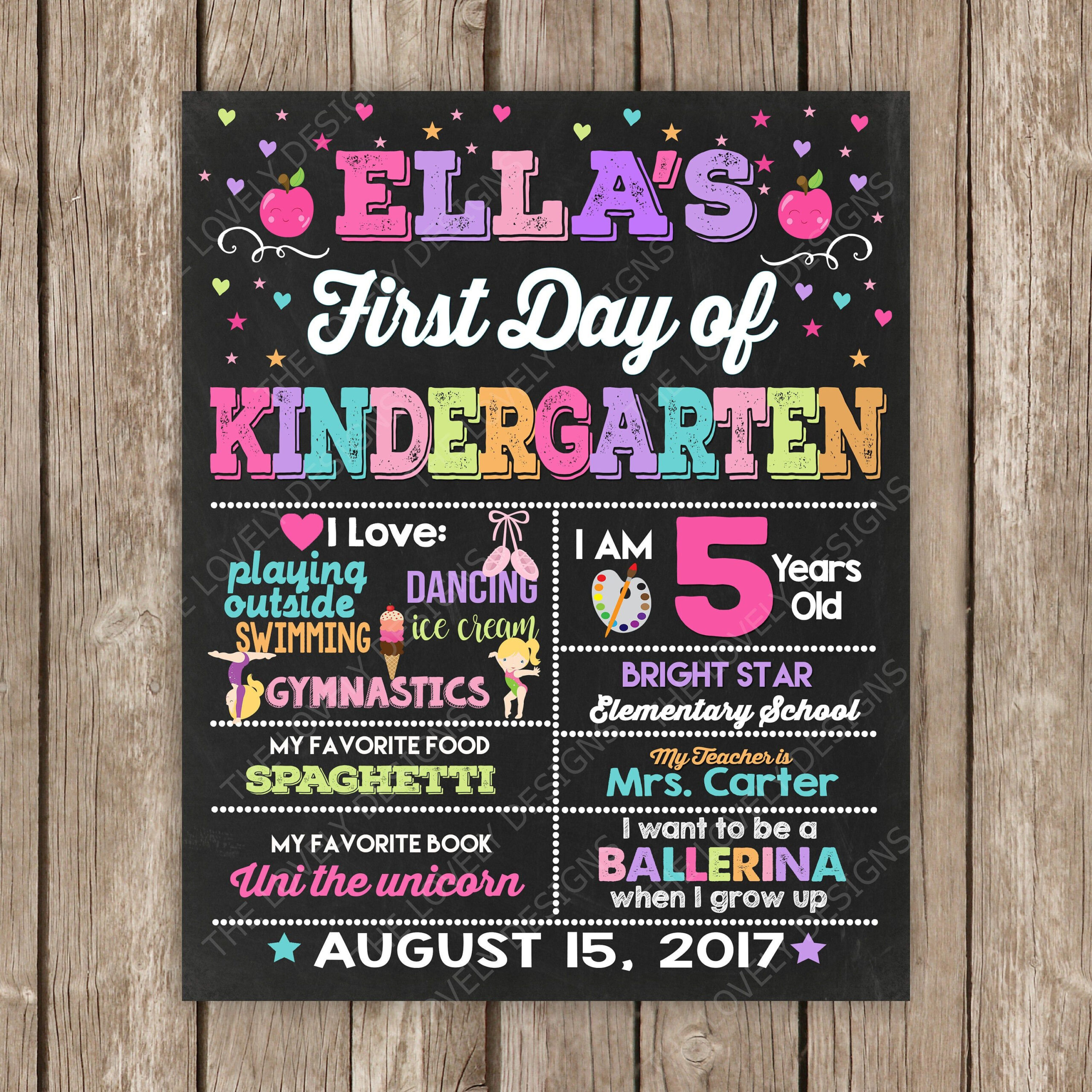 Girl First Day Of School Chalkboard Sign ANY GRADE Back To Etsy 