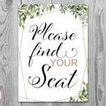 Greenery Please Find Your Seat Sign Wedding Seating Sign Etsy Find