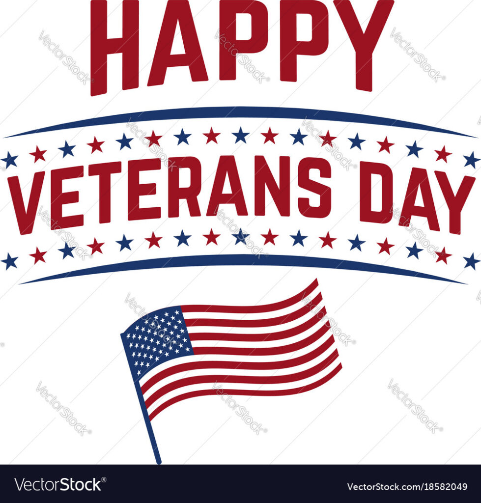 Happy Veterans Day Emblem Template Isolated On Vector Image