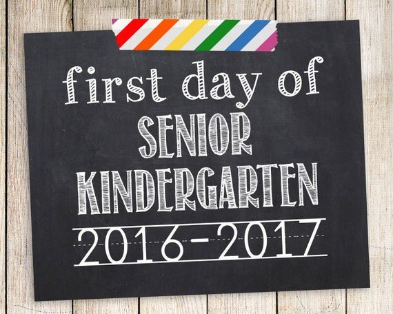 Items Similar To First Day Of Senior Kindergarten White On Chalkboard 